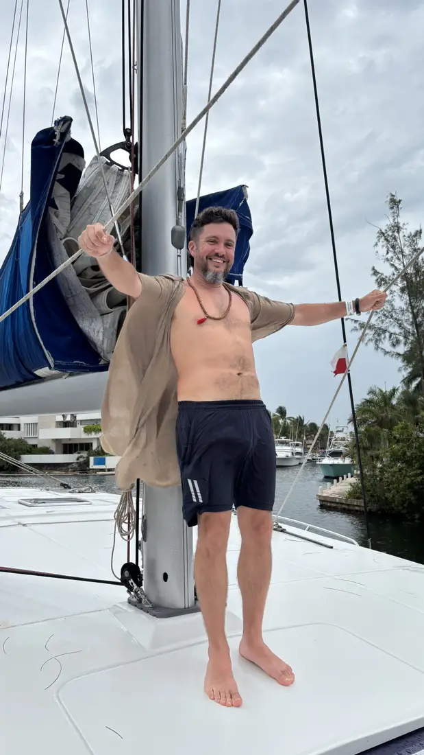 Private catamaran on the Mexican Caribbean at a retreat