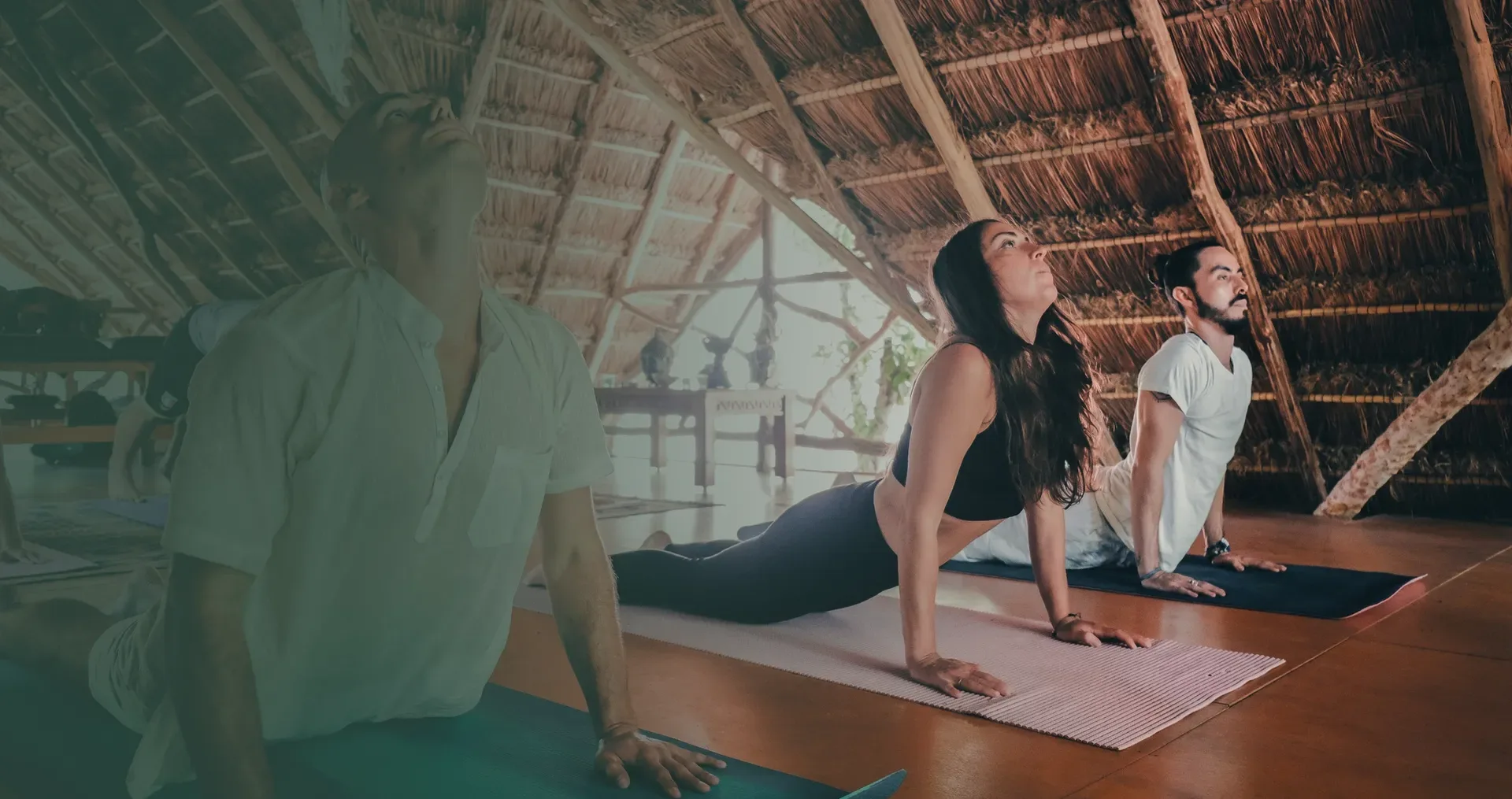 Yoga practice at the Pepem shala during a retreat in the Maya Jungle of Tulum