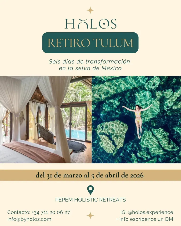 Holos retreat flyer at Pepem, Tulum, Mexico