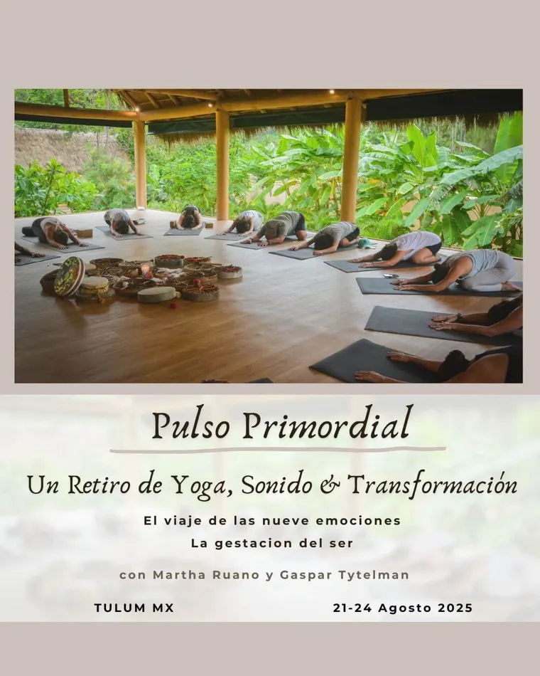 Pulso Primordial retreat flyer at Pepem, Tulum, Mexico