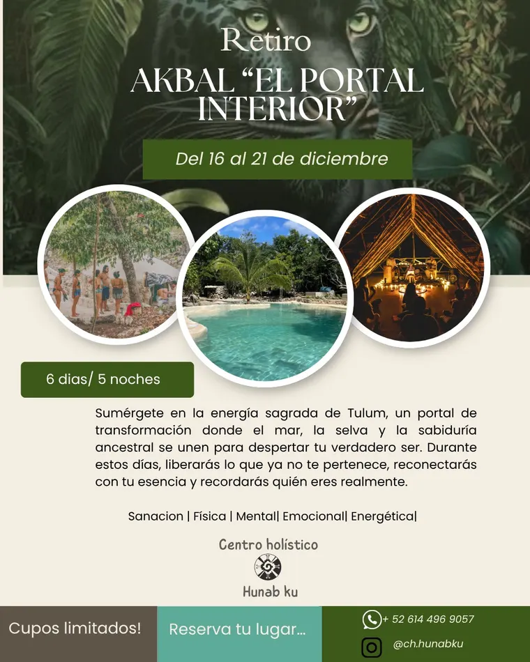 Akbal, el Portal Interior retreat flyer at Pepem, Tulum, Mexico