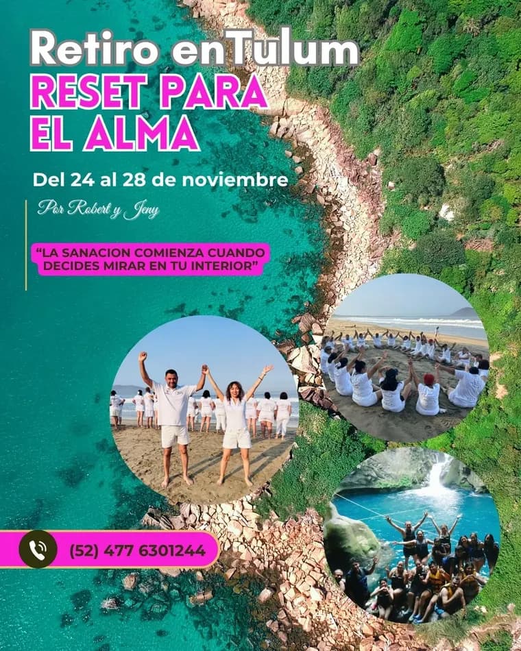 Reset para el Alma retreat flyer at Pepem, Tulum, Mexico