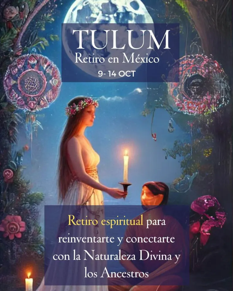 Retiro Espiritual flyer at Pepem, Tulum, Mexico