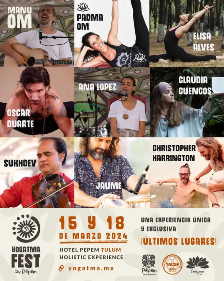 Yogatma Fest con Manu Om flyer at Pepem, Tulum, Mexico