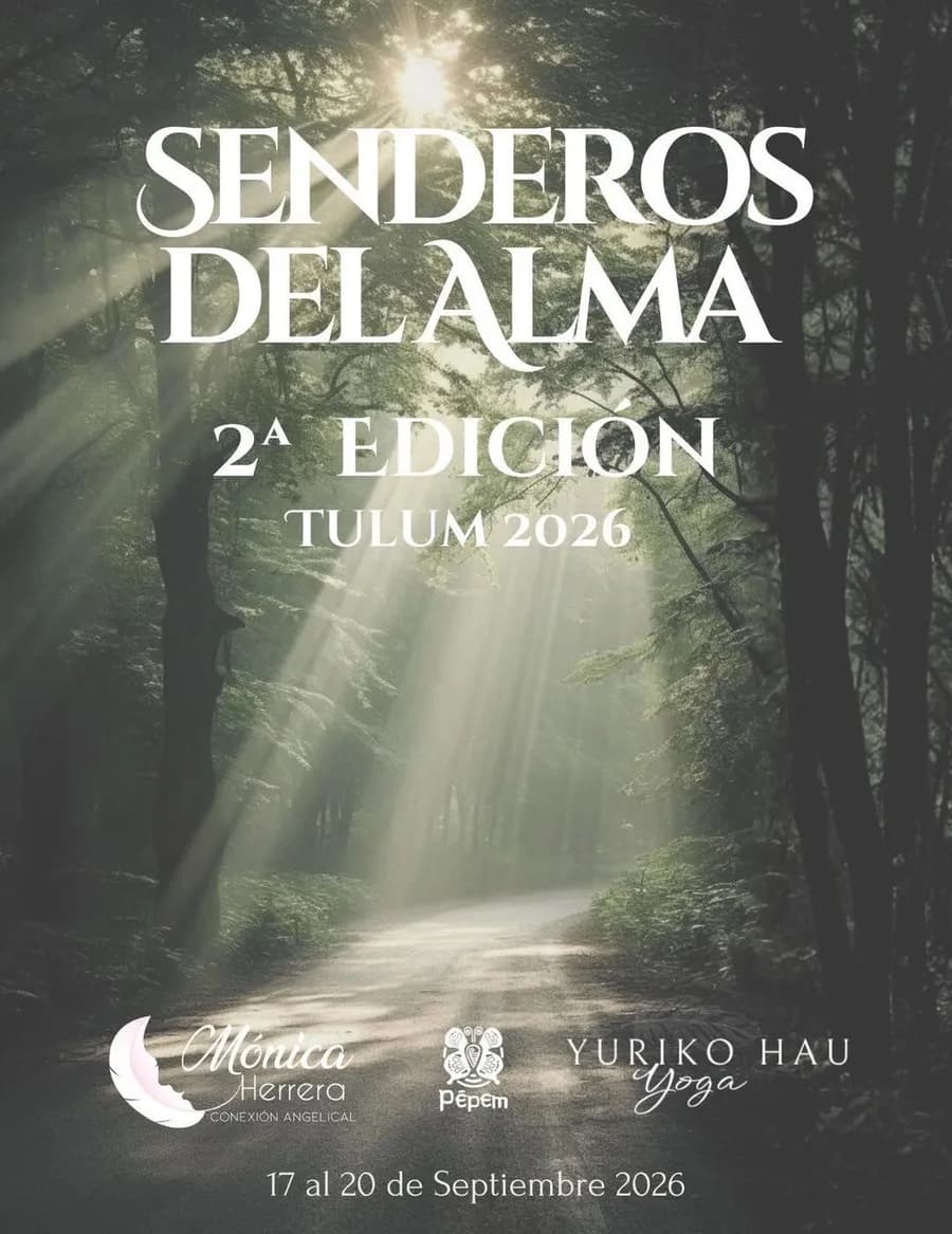 Senderos del Alma retreat flyer at Pepem, Tulum — September 17–20, 2026