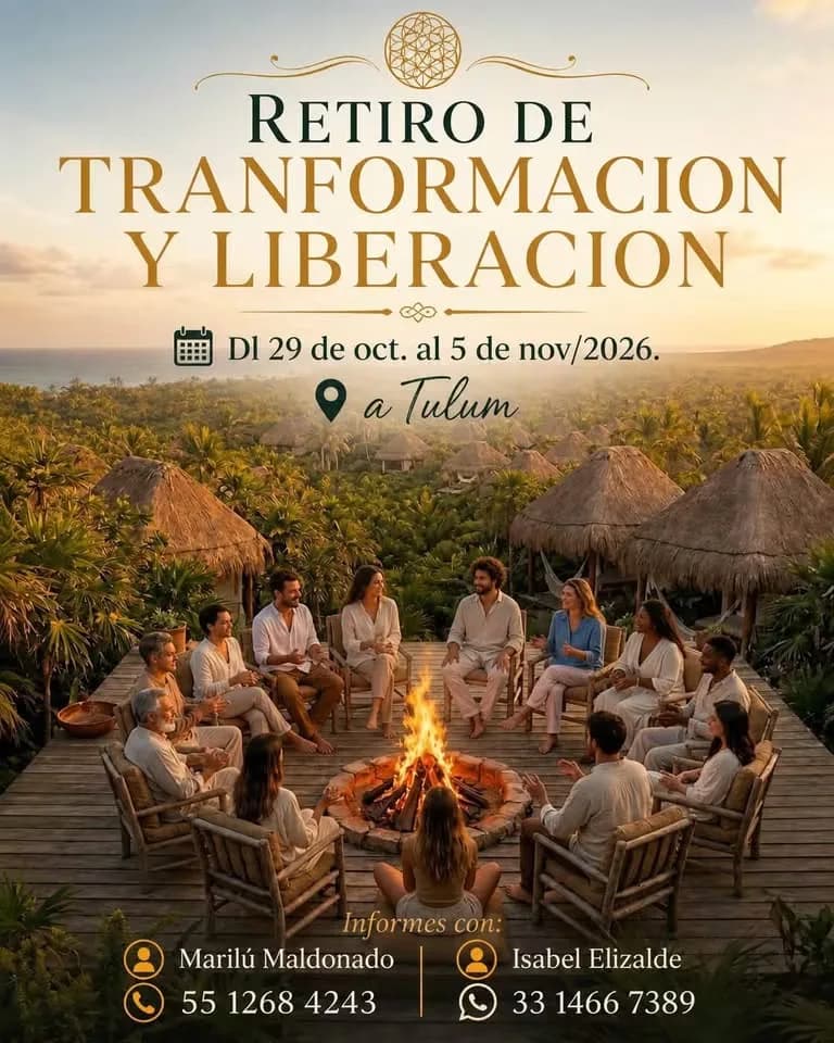 Flyer del retiro Retiro de Transformación y Liberación en Pepem, Tulum — 29 de octubre al 5 de noviembre de 2026