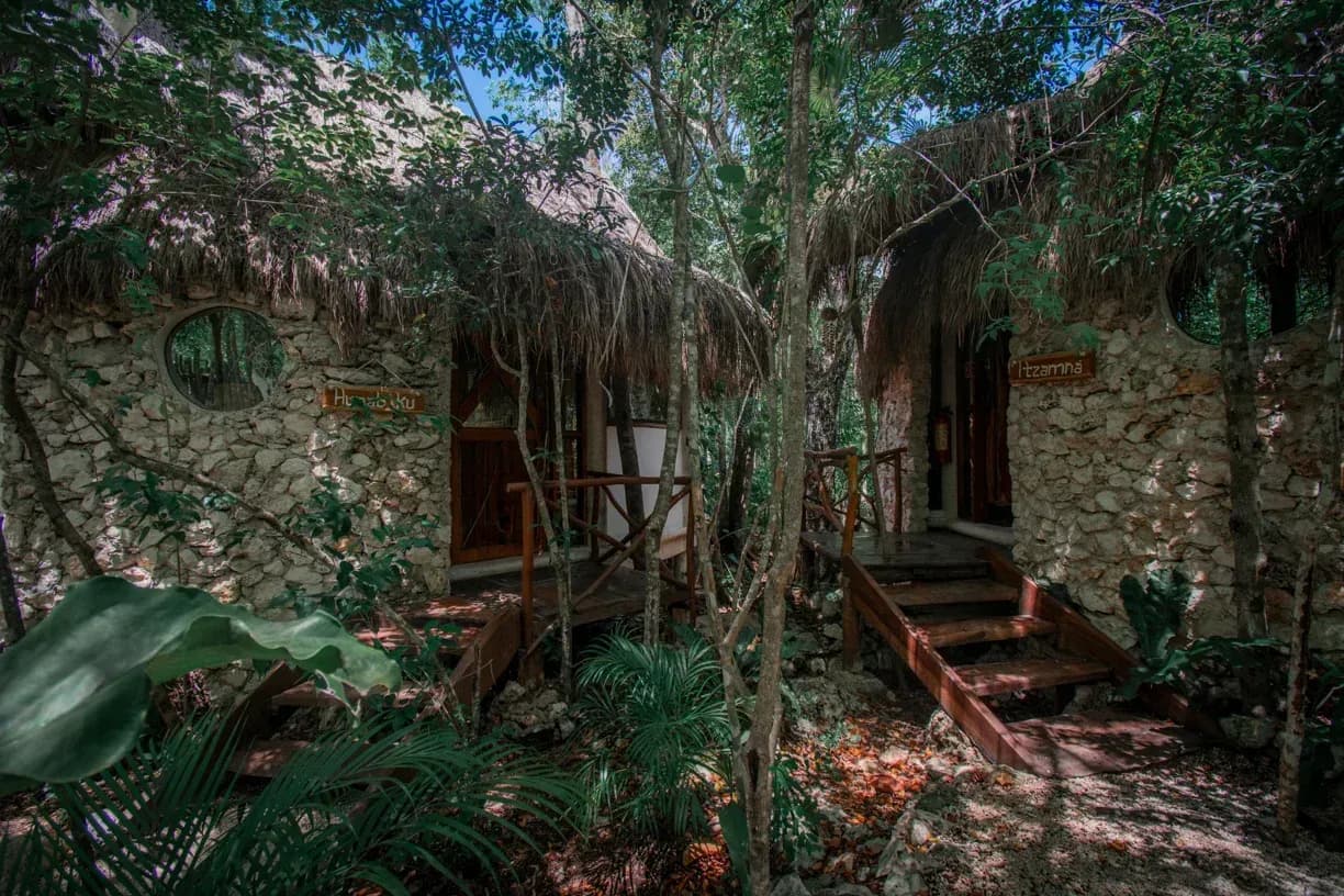 Maya Gods stone cabin with private balcony in the jungle of Tulum, Pepem (4)